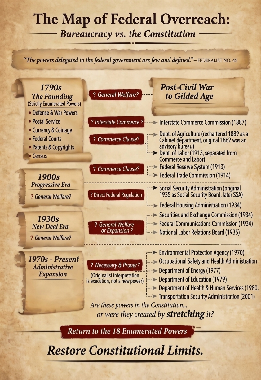 The Map of Federal Overreach: Bureaucracy vs. the Constitution